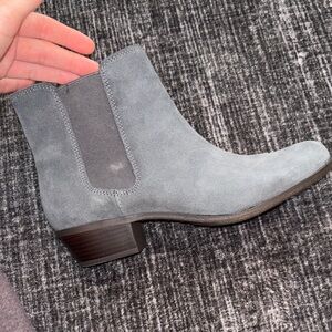 Dark Gray/Blue Suede Ankle Boots